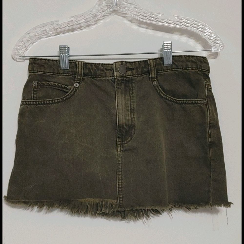 Free People Green Denim Mini Skirt Size 0